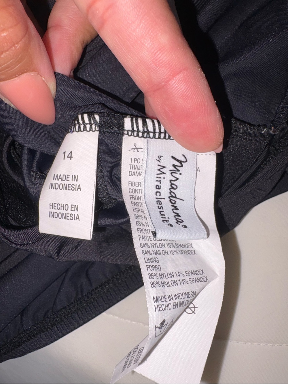 Miradonna Miraclesuit Black Ruched One-Piece Swimsuit, size 14,NWOT - Picture 4 of 10